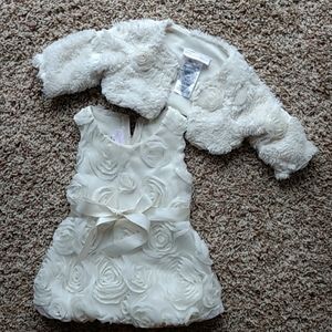 Bonnie baby 6-9 months ivory dress and shrug